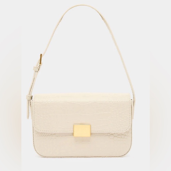 THE CURATED Mini Shoulder Bag in Cream mock croc - Picture 1 of 13